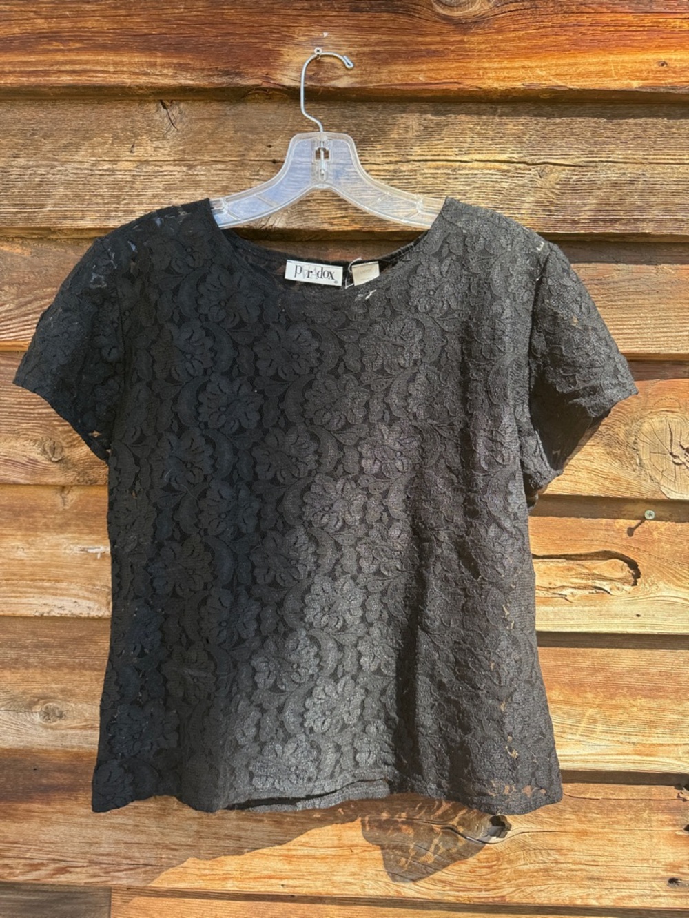 Paradox vintage black lace short sleeve shirt